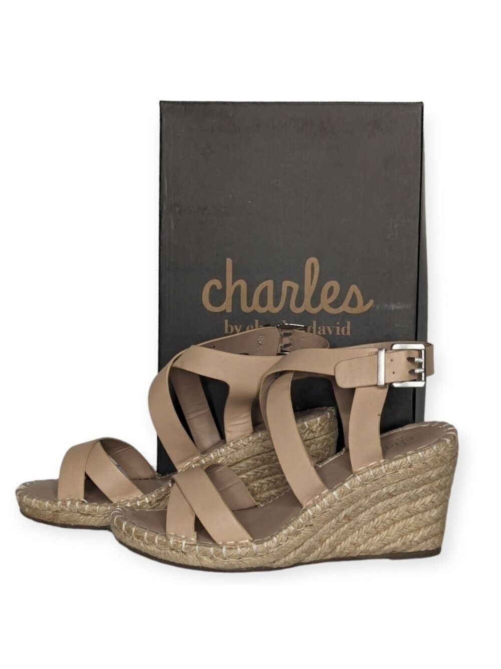 Charles by Charles David Nick Open-Toe Espadrille Wedge Sandals Women Beige 7M
